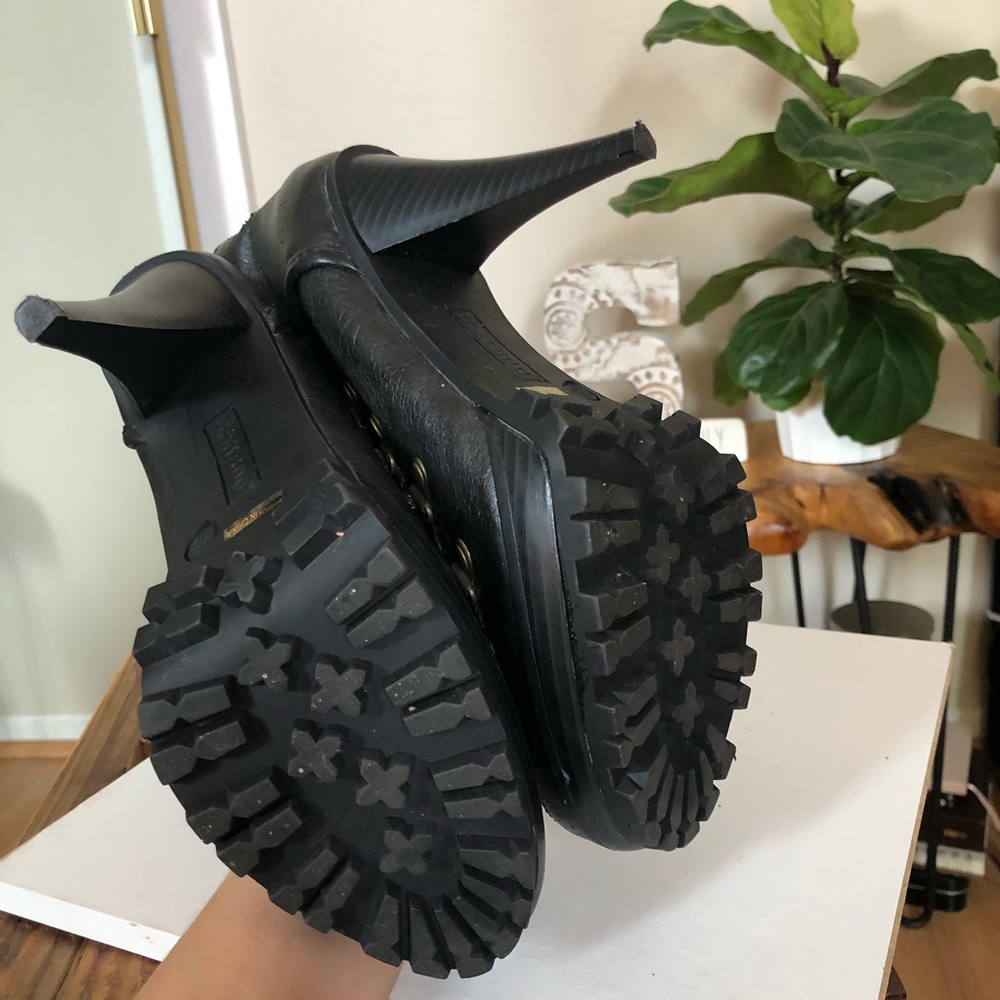 Bamboo Harper Black Heeled Combat Boots - Picture 7 of 8